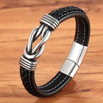 Pulseira Knotted - Aço Inox e Couro