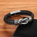 Pulseira Knotted - Aço Inox e Couro