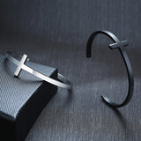 Pulseira Cuff Crucifixo - Aço Inoxidável