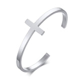 Pulseira Cuff Crucifixo - Aço Inoxidável