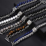 Pulseira Gunmetal Olho de Tigre - Aço Inox