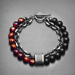 Pulseira Gunmetal Olho de Tigre - Aço Inox