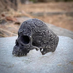 Anel Flower Skull - Aço Inox